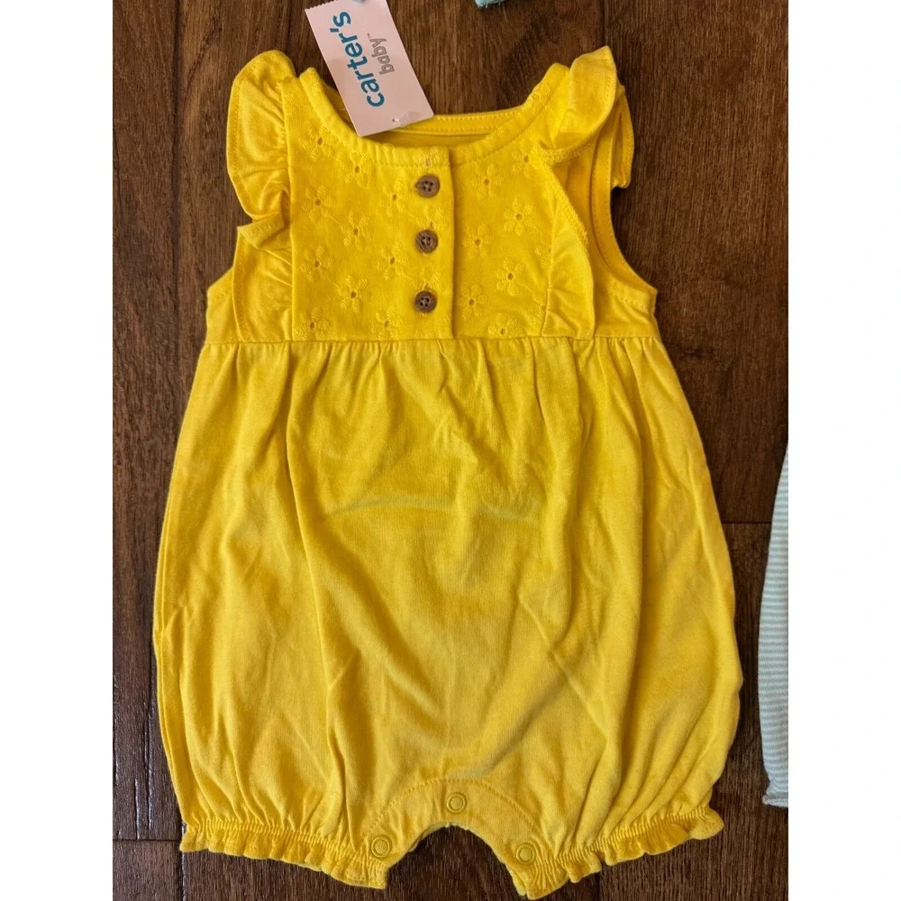 Carters Baby‎ Girl Clothes Lot 3 Months Rompers Outfits Summer Sand Castle